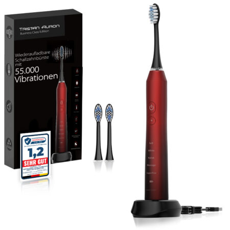Tristan Auron Schallzahnbürste Business Class mit 2 Bürstenköpfe (rot)