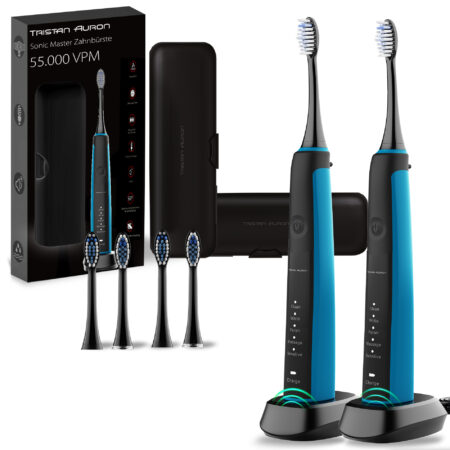Tristan Auron Schallzahnbürste Sonicmaster Doppelpack mit 4 Aufsätze Sonic Master (blau)