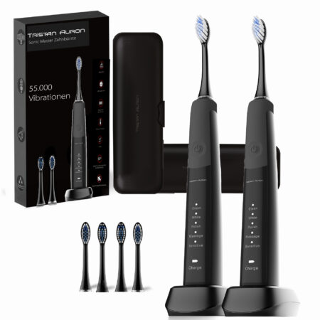 Tristan Auron Schallzahnbürste Sonicmaster Doppelpack mit 4 Aufsätze Sonic Master (schwarz)