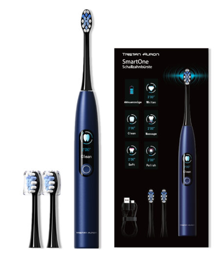 Tristan Auron Schallzahnbürste SmartOne Zahnbürste mit 2 Bürstenköpfe SmartOne